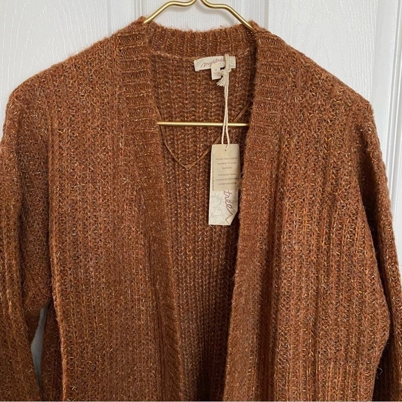 Mystree cabin knit Cardigan oversized sweater fall rustic color front pocket M - Picture 7 of 12